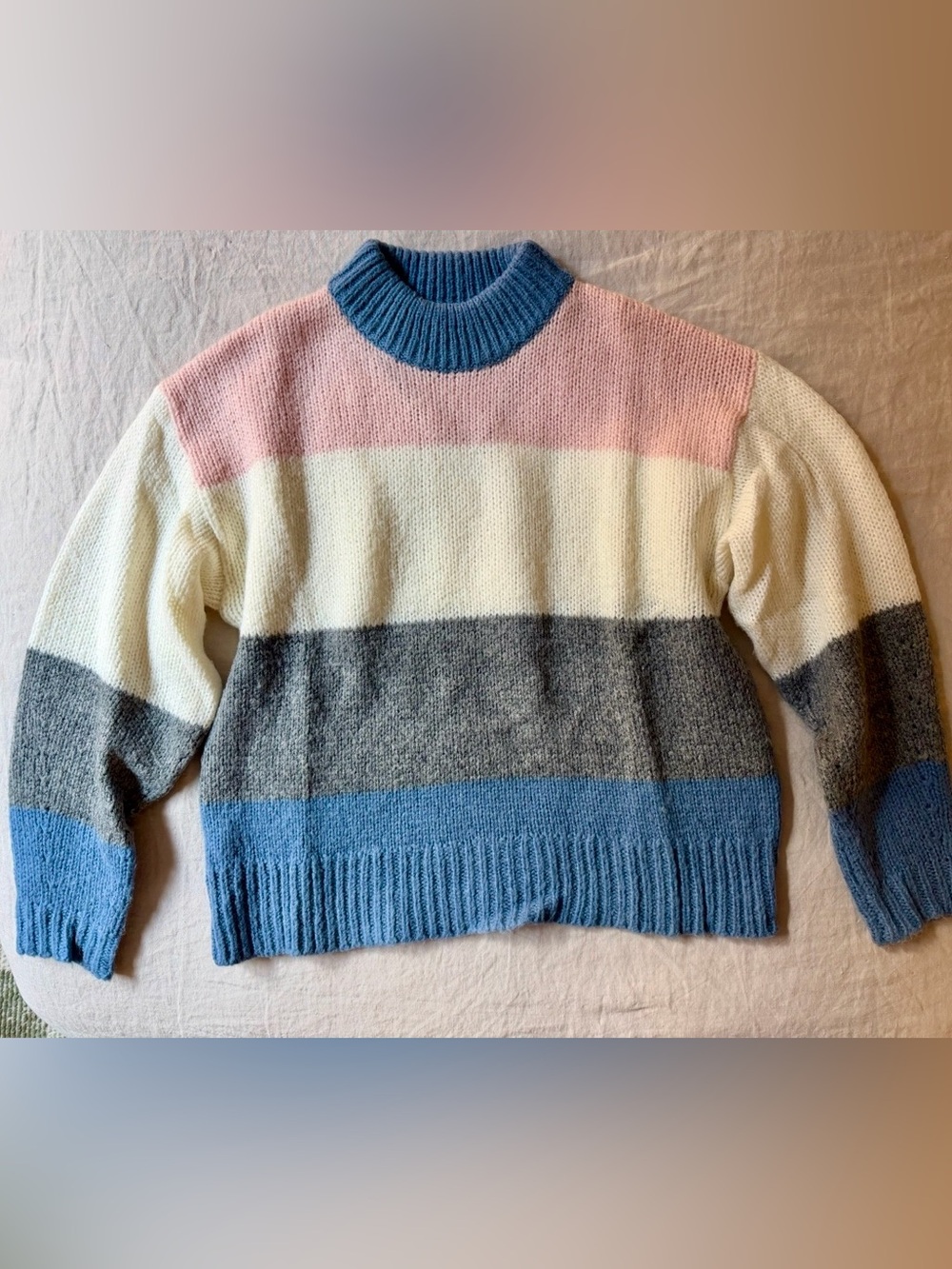 Rebecca Minkoff Colorblock Turtleneck Sweater - Pink, Cream, Gray & Blue